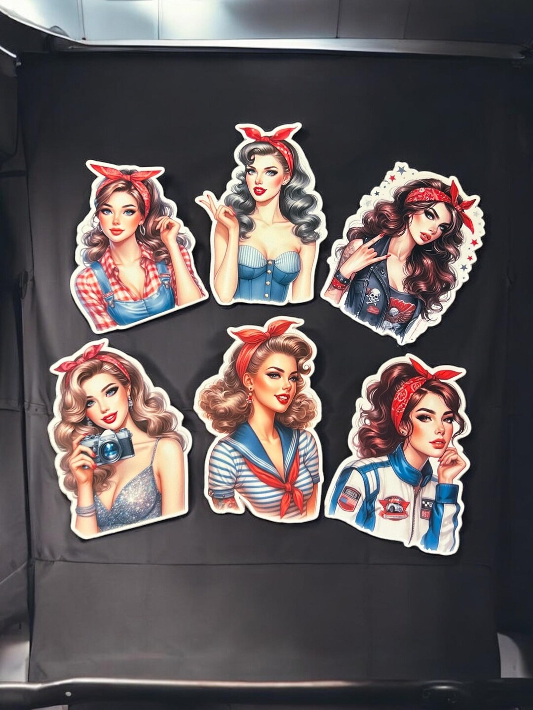 Pin Up Vector Stickers Vintage Pin-up Girl Stickers: Retro Glamour Set of 6 - Etsy