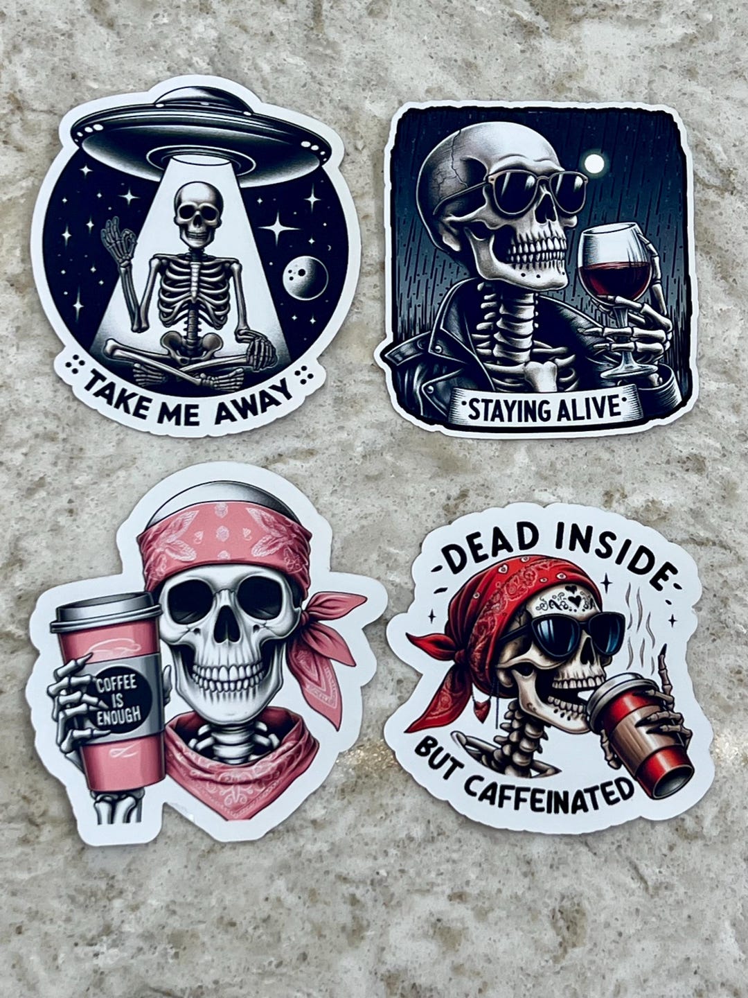 Skeleton Shells Sticker Set of 4 Skeleton Stickers Approx. 2.5 X 2.7 Inches | Funny Humor - Etsy