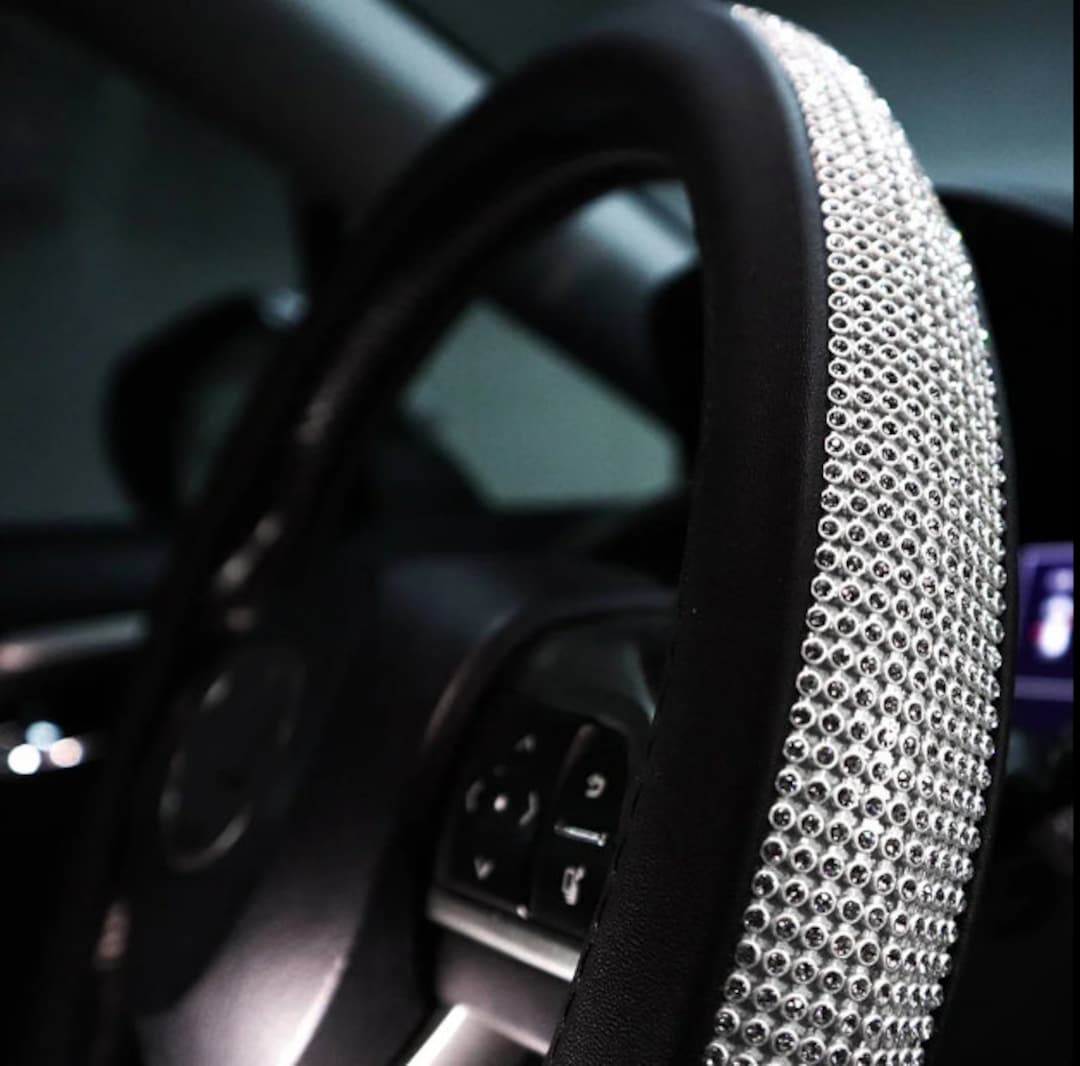 Bling Steering Wheel Cover Silver Swarovski Stones Fashion Universal