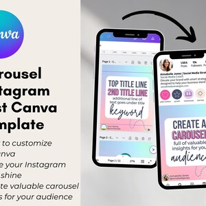 Instagram Carousel Canva Template: Portrait Layout, Social Media Posts ...