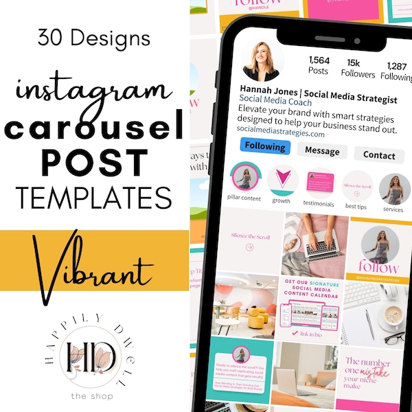 Vibrant Carousel Instagram Post Canva Template | Instagram Template | Canva Template | Instagram Carousel Images | Social Media Template