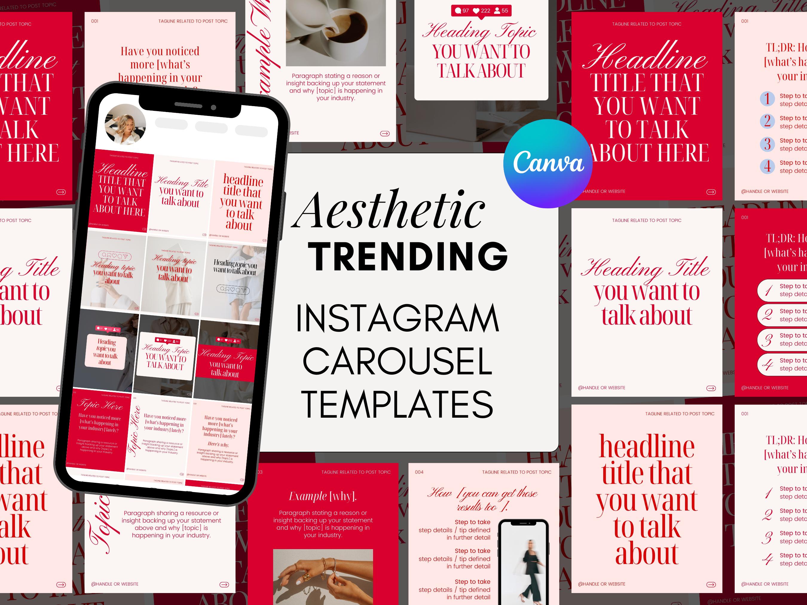 Trending Aesthetic Instagram Carousel Template for Canva | Editable IG ...