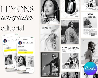 Editorial Lemon8 Templates: Customizable Canva Posts (Digital Download)