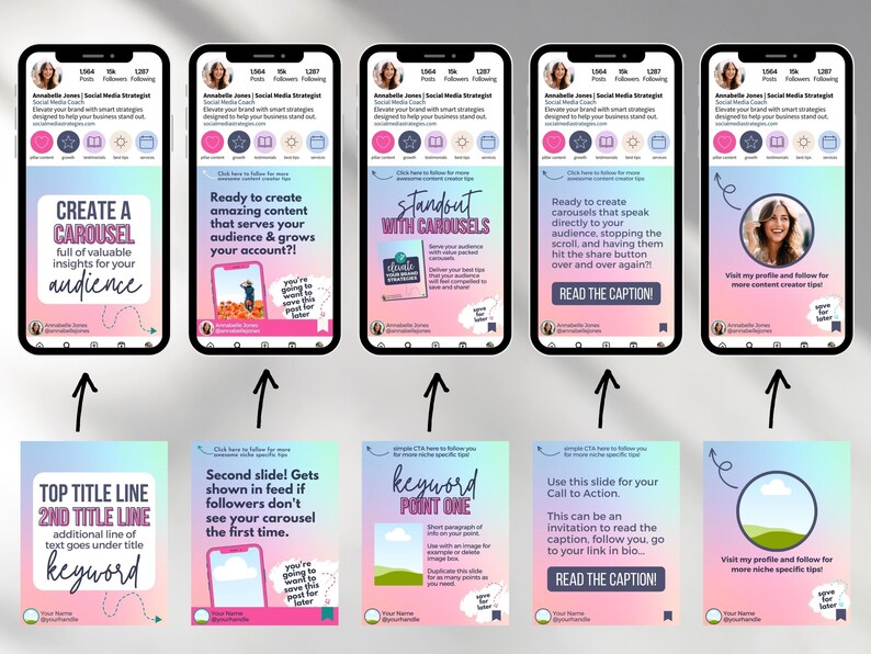 Instagram Carousel Canva Template: Portrait Layout, Social Media Posts ...