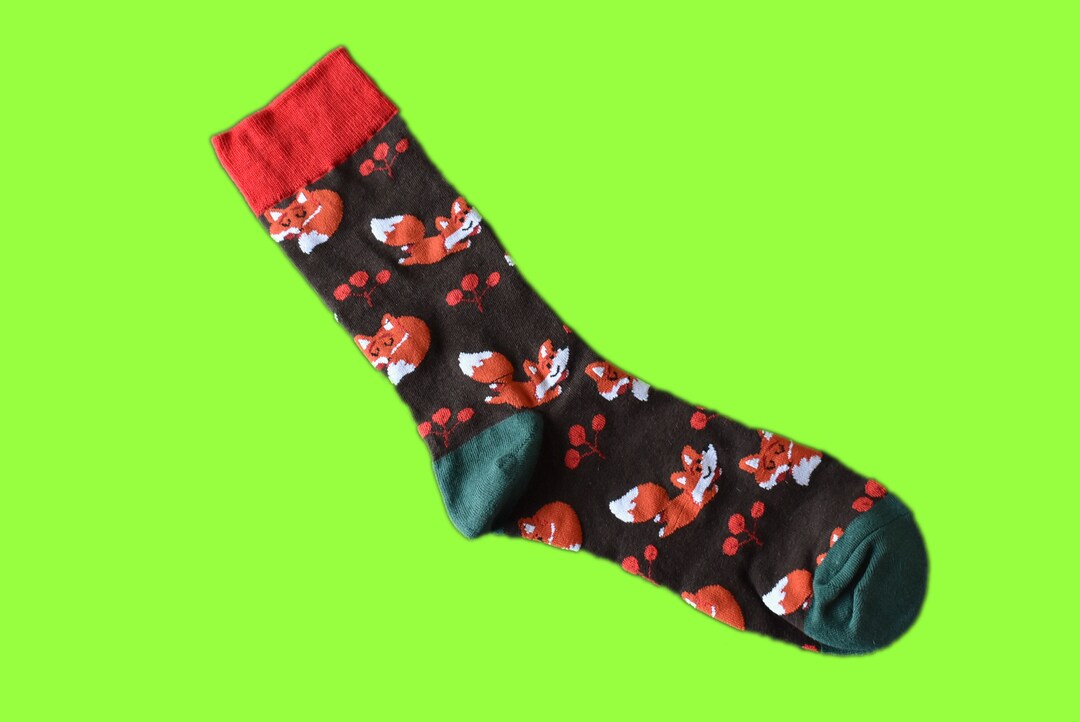 Fox Socks Red Fox Socks Animal Print Socks Unisex Etsy