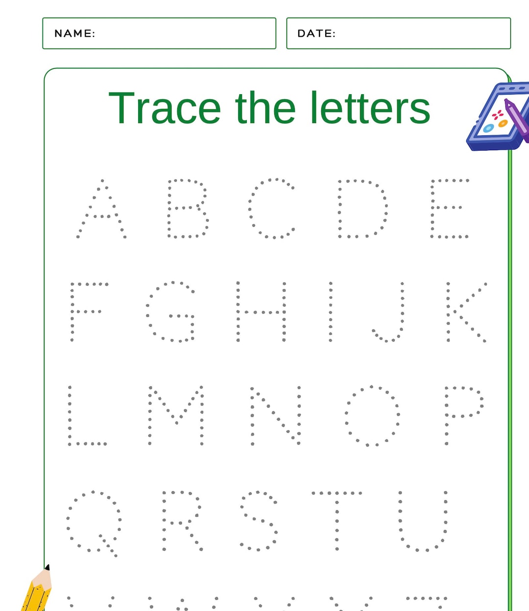 Trace the Letters Foundational Writing Worksheet Etsy
