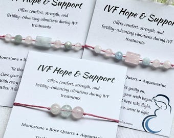 IVF Support Bracelet: Moonstone, Rose Quartz & Aquamarine Healing Crystals