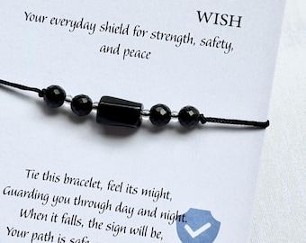 Empath Protection Bracelet | Black Tourmaline Healing Bracelet | Energy Shield Jewelry | Grounding Crystal Bracelet for Men & Women