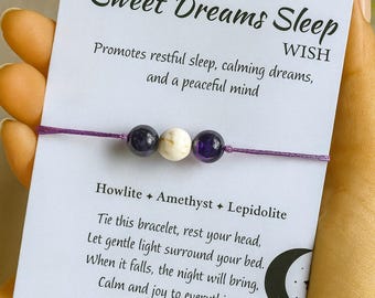 Bracciale Sweet Dreams / Bracciale per dormire con howlite, ametista, lepidolite / Bracciale con cristalli per alleviare l'insonnia