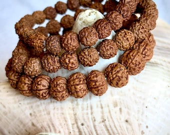 5 Mukhi Rudraksha-armband | 6 mm 8 mm 10 mm pärlor | Meditation och healingarmband | Handgjorda yogasmycken i grossistledet | Hinduiskt andligt armband