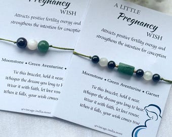 Pregnancy Wish Bracelet | Fertility Crystal Bracelet with Moonstone, Aventurine, Garnet | Healing Crystal Bracelet | Support Gift for Women