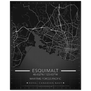 Affiche noire de la carte d'Esquimalt (Canada)