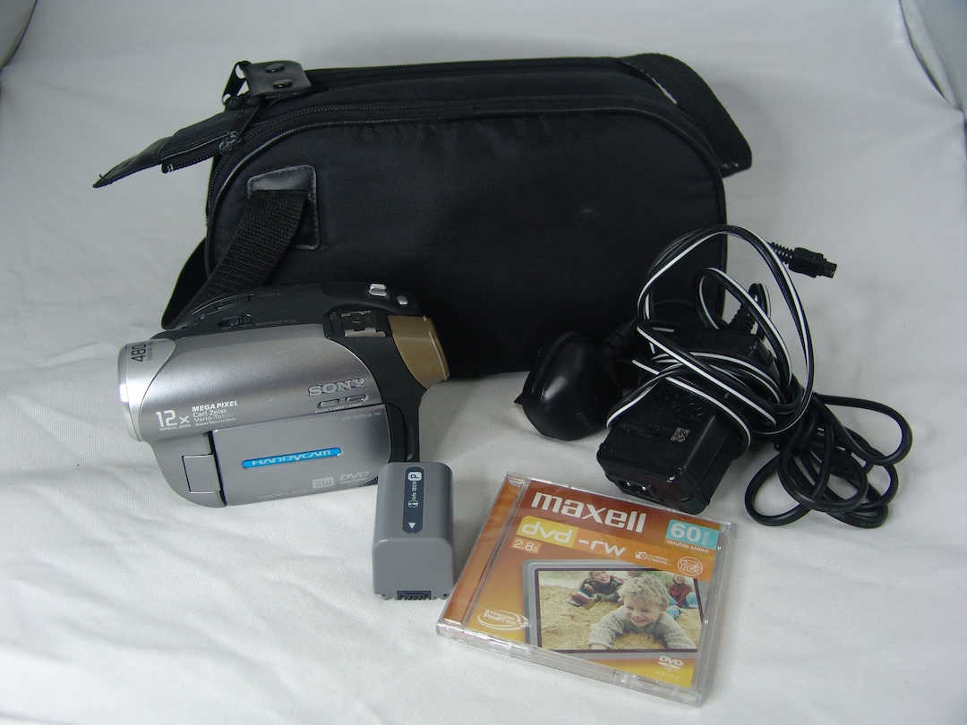 Vintage Sony DCRDVD203E DVD Mini Disc Camcorder Bundle Etsy