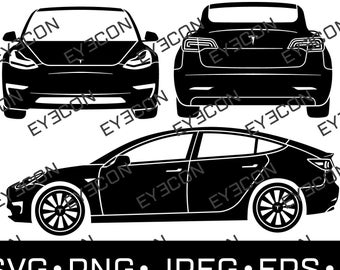 MODEL 3 Car Vector Cricut Silhouette File ai svg pdf eps dxf jpeg png