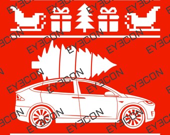 Model X Weihnachten Auto Vektor Cricut Silhouette-Datei svg eps pdf ai png jpeg dxf