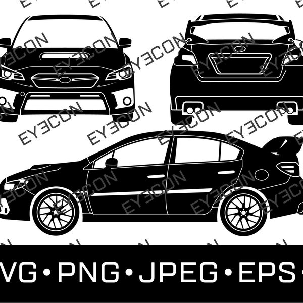 SUBARU WRX Car Vector Cricut Silhouette File ai svg pdf eps dxf jpeg png