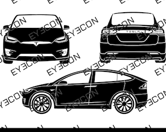 Model X Auto Vektor Cricut Silhouette Datei svg eps pdf ai png jpeg dxf