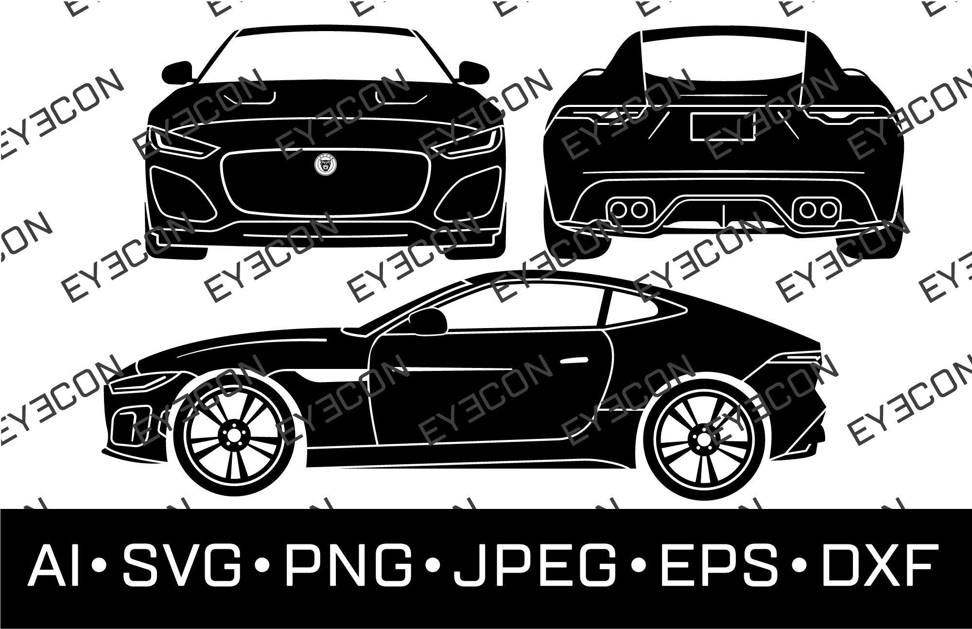 Type R Dxf F-TYPE R COUPE Car Vector Cricut Silhouette File Ai Svg Pdf Eps Dxf ...