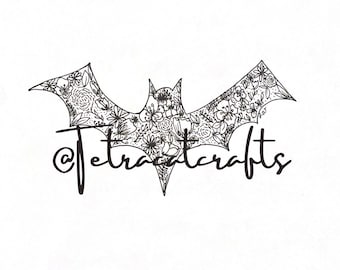 Floral Bat coloring page download, adult coloring page, coloring page, Halloween coloring page