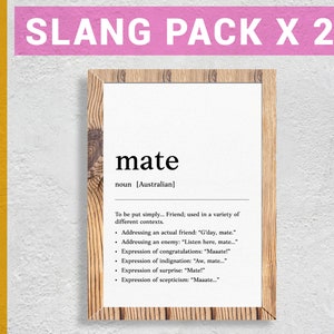 Funny Australian slang definition pack x  20, phrase and humor definition for your wall art | Digital Download | Gift for friends and family