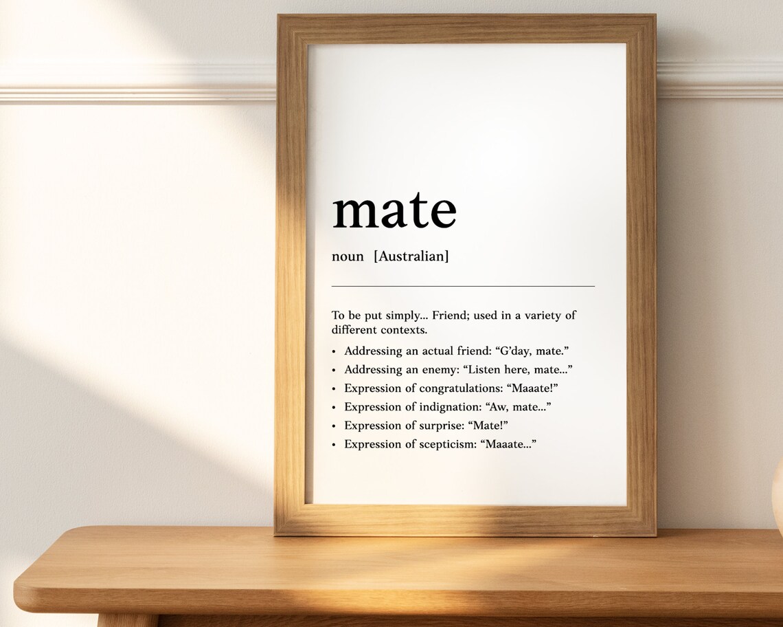 Mate Funny Australian Slang Phrase and Humor Definition for Etsy