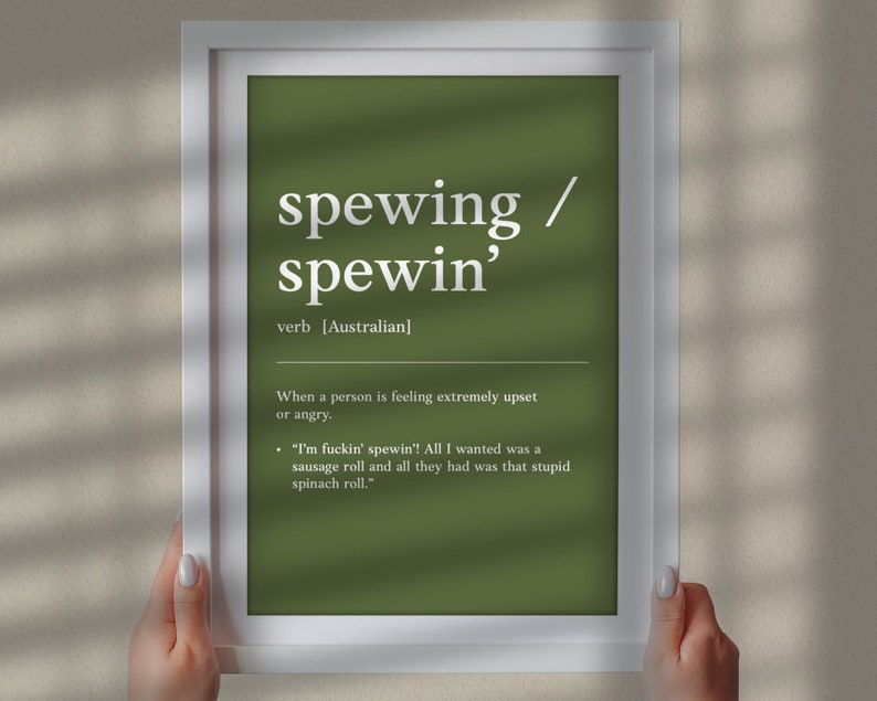 Spewing Funny Australian Slang Phrase and Humor Definition Etsy
