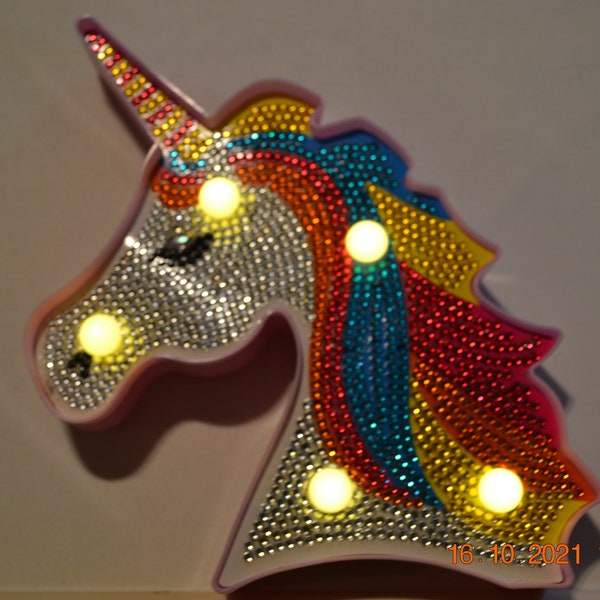 Completed Diamond Painting Unicorn Light