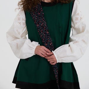 Green Ukrainian vest, traditional kersetka with floral tem, handmade by Katrya