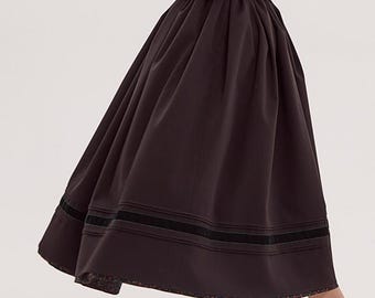 Black Maxi Skirt with Velvet Ribbon: Dark Cottagecore Style