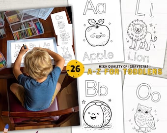Alfabet kleurplaten voor peuters - A-Z kleurplaten - Eenvoudige kleurplaten, Kleurplaten, Kleurplaten voor kinderen