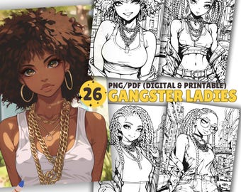 26 Cool Black Girls Coloring Pages, Coloring Book, Black Woman, Cool, Sassy Black Girls, PDF & PNG, Adult Coloring pages