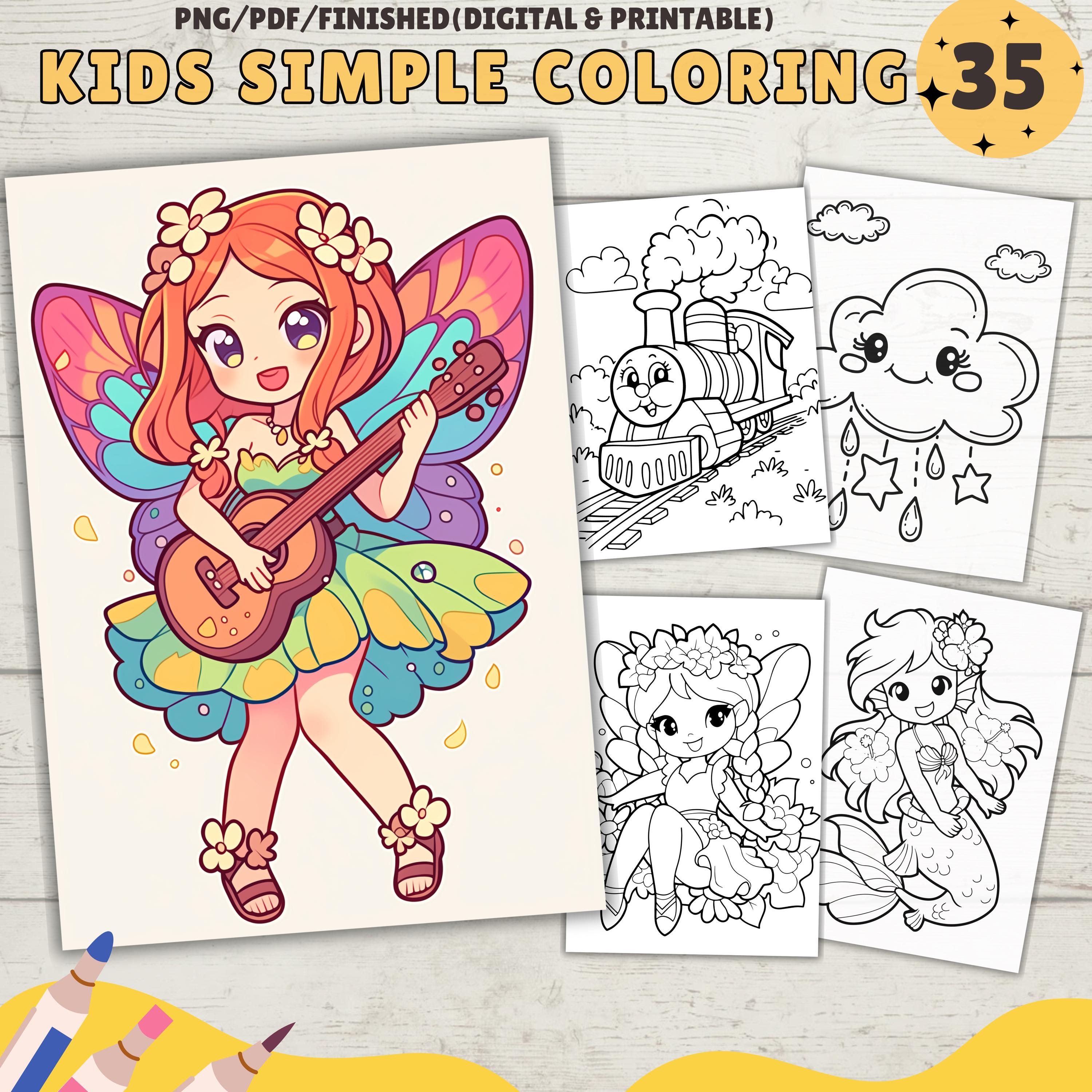 35 Kids Coloring Pages | Simple Coloring Book | PDF & PNG | Digital ...