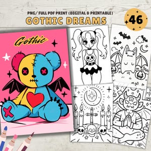 Gothic Coloring Book, Goth Coloring Pages, Coloring Sheets, Digital Download, PDF & PNG