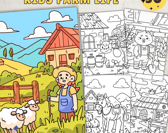 10 Printable Kids Farm Coloring Pages - Etsy Canada