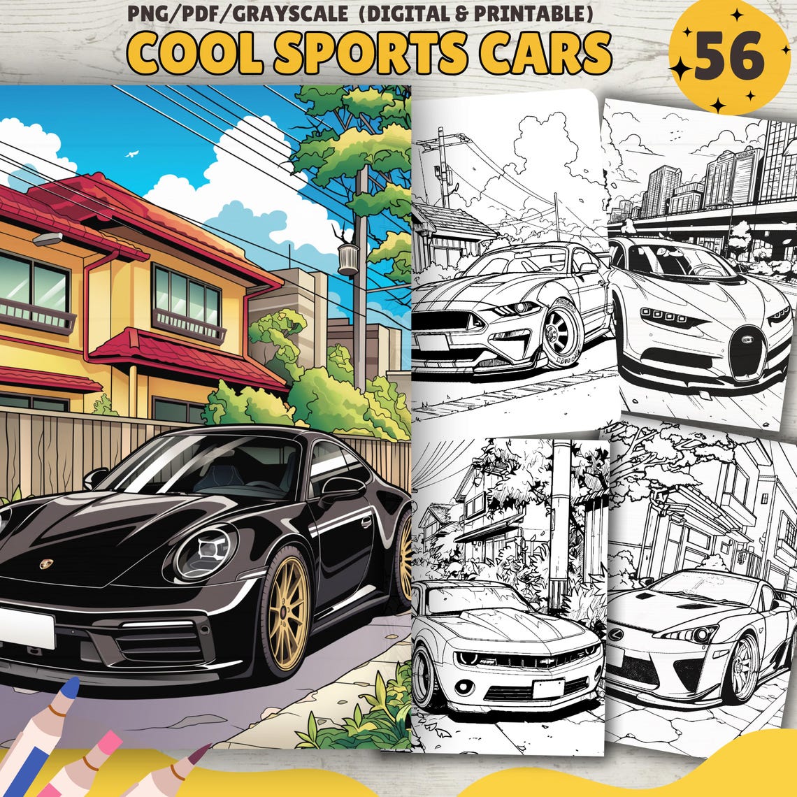 Sports Cars Coloring Pages, Cars Coloring Book, Muscle Cars, Vintage ...