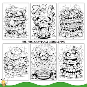 Halloween Dishes Coloring Pages, Horror Food Coloring Book, Scary ...