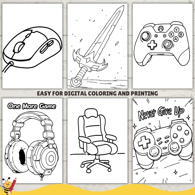 Gaming Coloring Pages, Gamer Coloring Book, Video Game, Kids and Adults ...