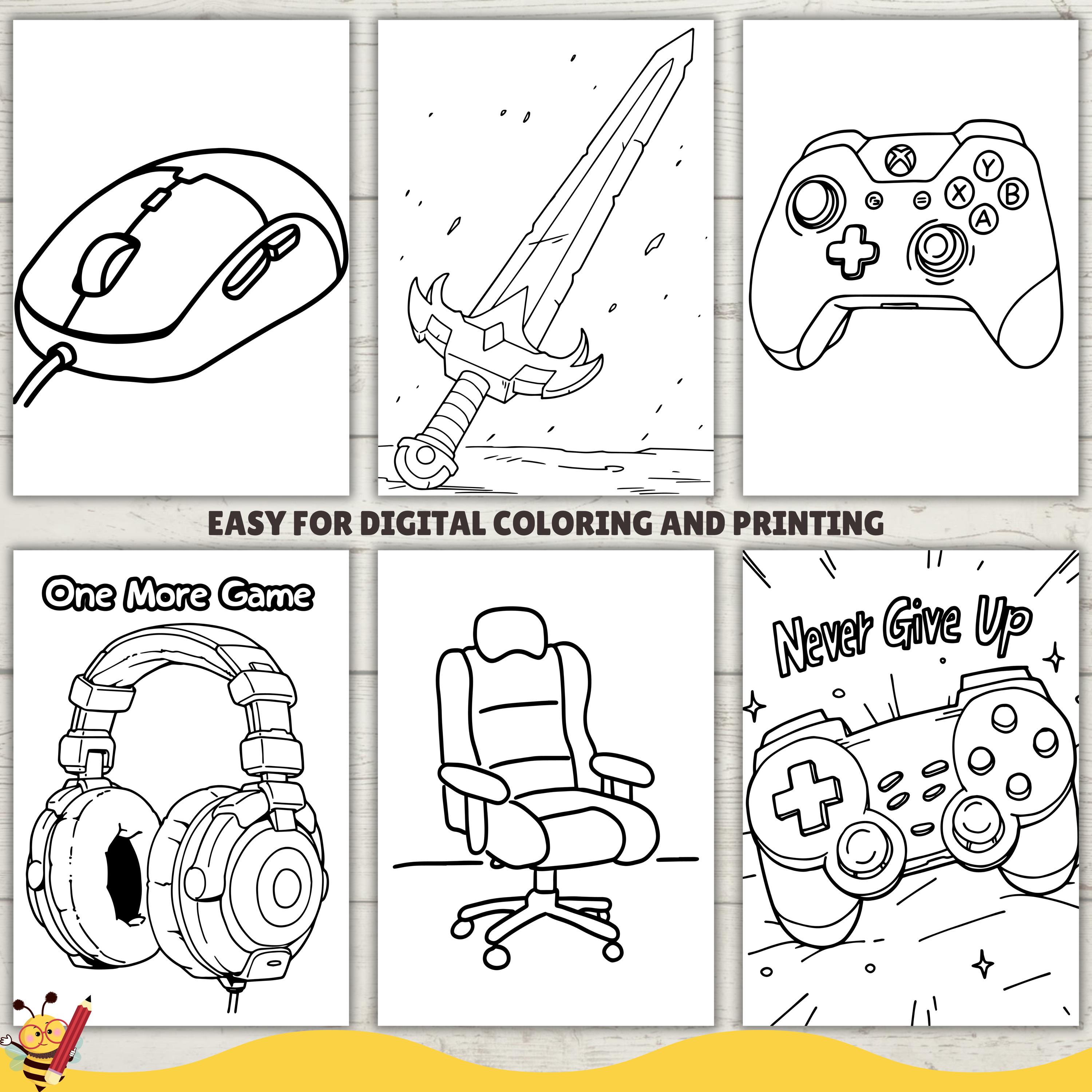 Gameoverse Colouring In Gaming Coloring Pages, Gamer Coloring Book, Video Game, Kids and Adults ...