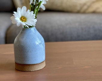 Ocean Blue Ceramic Bud Vase | Flower Mini Vase | Handmade
