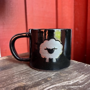 Black Sheep Ceramic Mug | Farmhouse Coffee Cup | 8oz