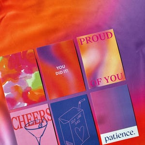 Postcard Set 6 pieces   | love love love | happy birthday | cheers | proud of you | Typo Postkarte | Typographie | Graphic Design | Illu