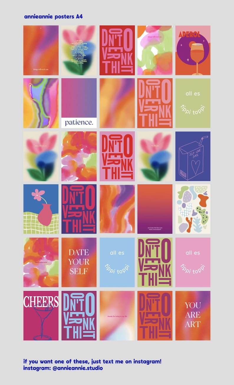 DON'T OVERTHINK IT! A4 Print | Typography Poster | Typography | Graphic design | Poster design | Graphic | Graphic Design Print | Graphic design print image 11