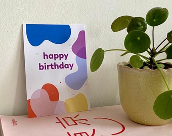 happy birthday Postkarte | Illustration | Typographie | Geburtstag |  Graphik Design | Poster Design | Grafik | Grafik Design Print | Design