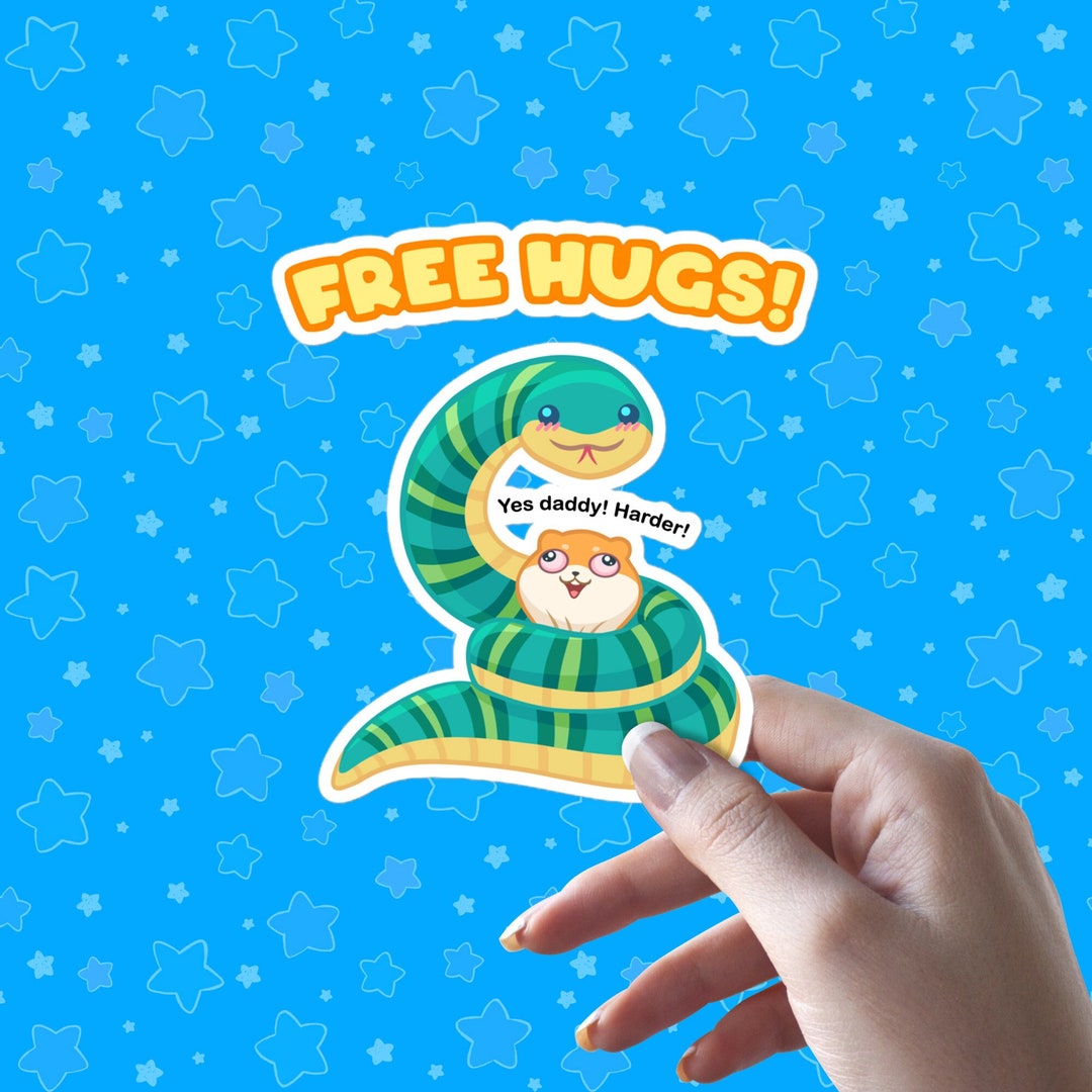 Free Hugs Sticker Cute Snake and Horny Hamster Choke Me Etsy