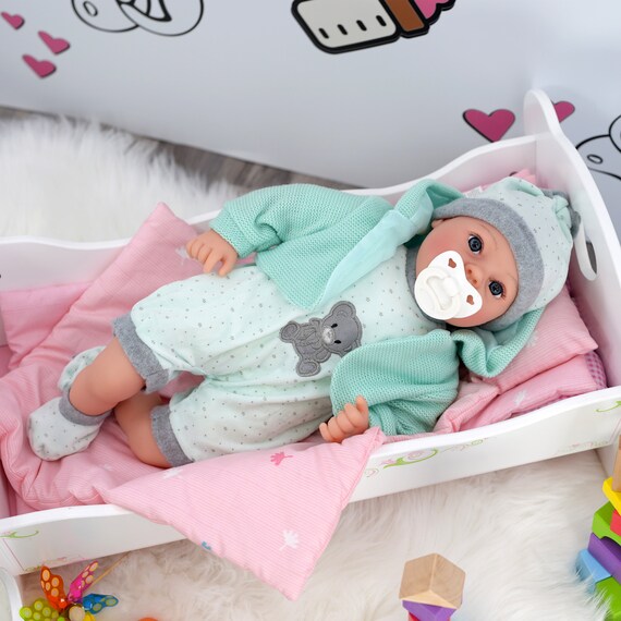18" Lifelike Soft Bodied Baby Doll Girl Toy Dolly With Mint Design and Sounds 