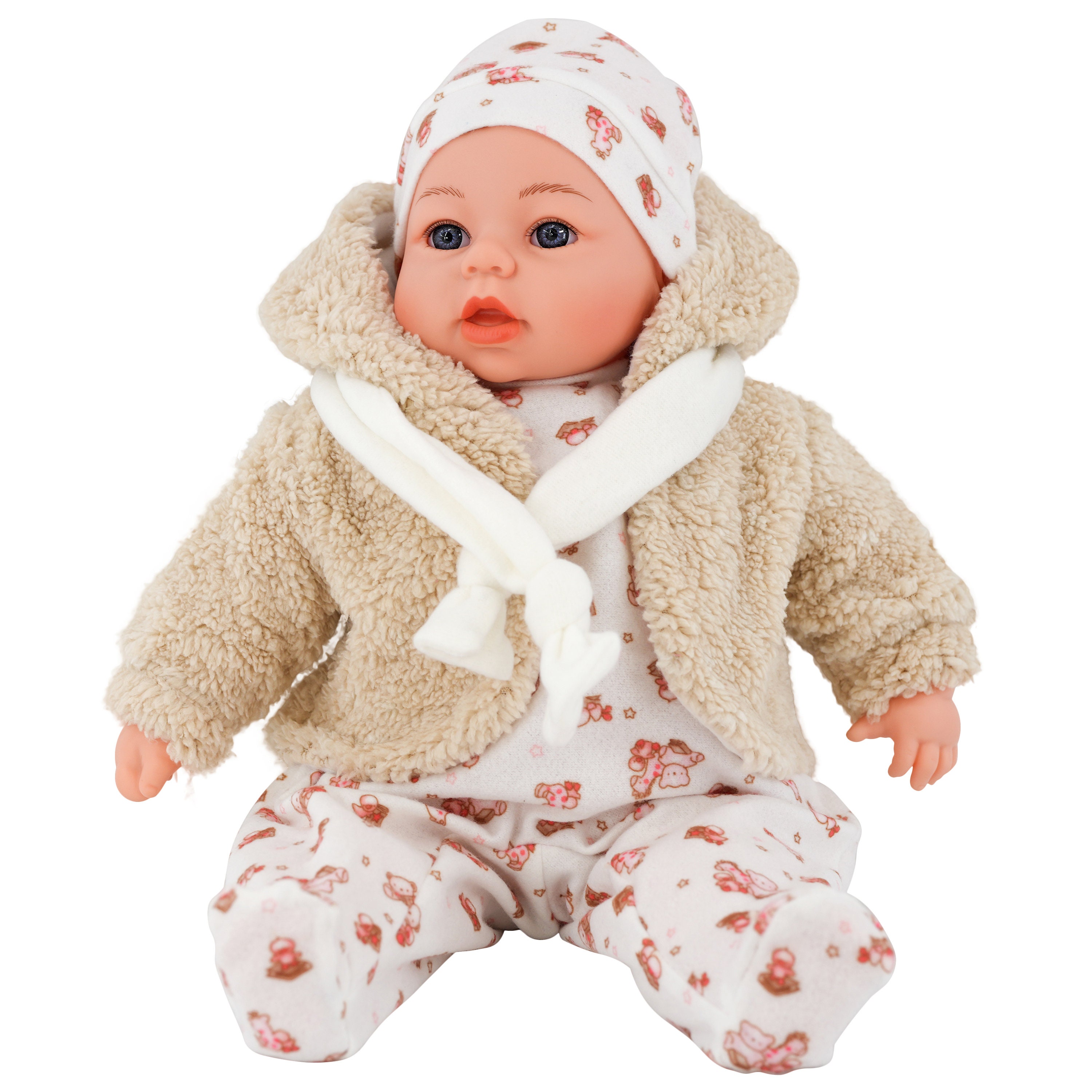 18 Soft Bodied Baby Girl Doll in Beige Teddy Jumper With Etsy UK