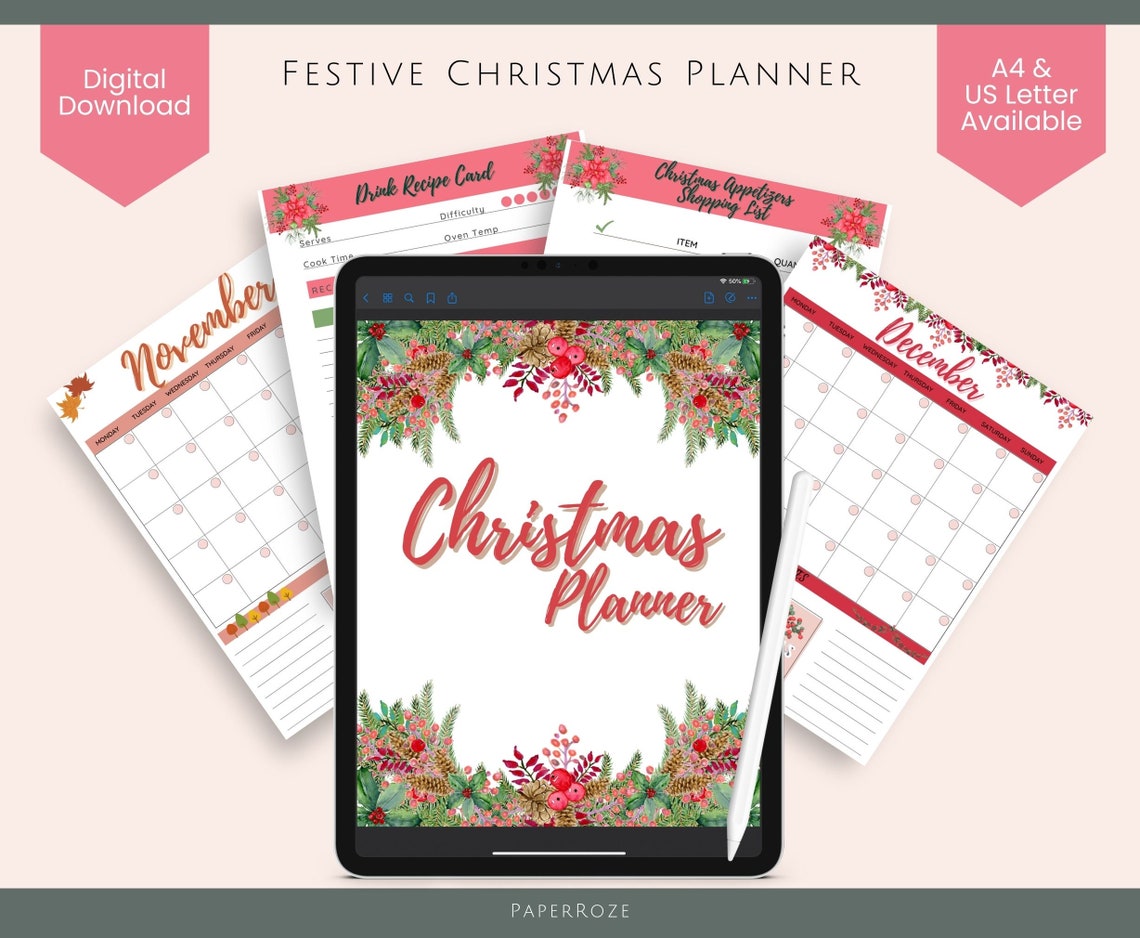 Festive Christmas Planner Printable. Holiday Organizer. Xmas - Etsy