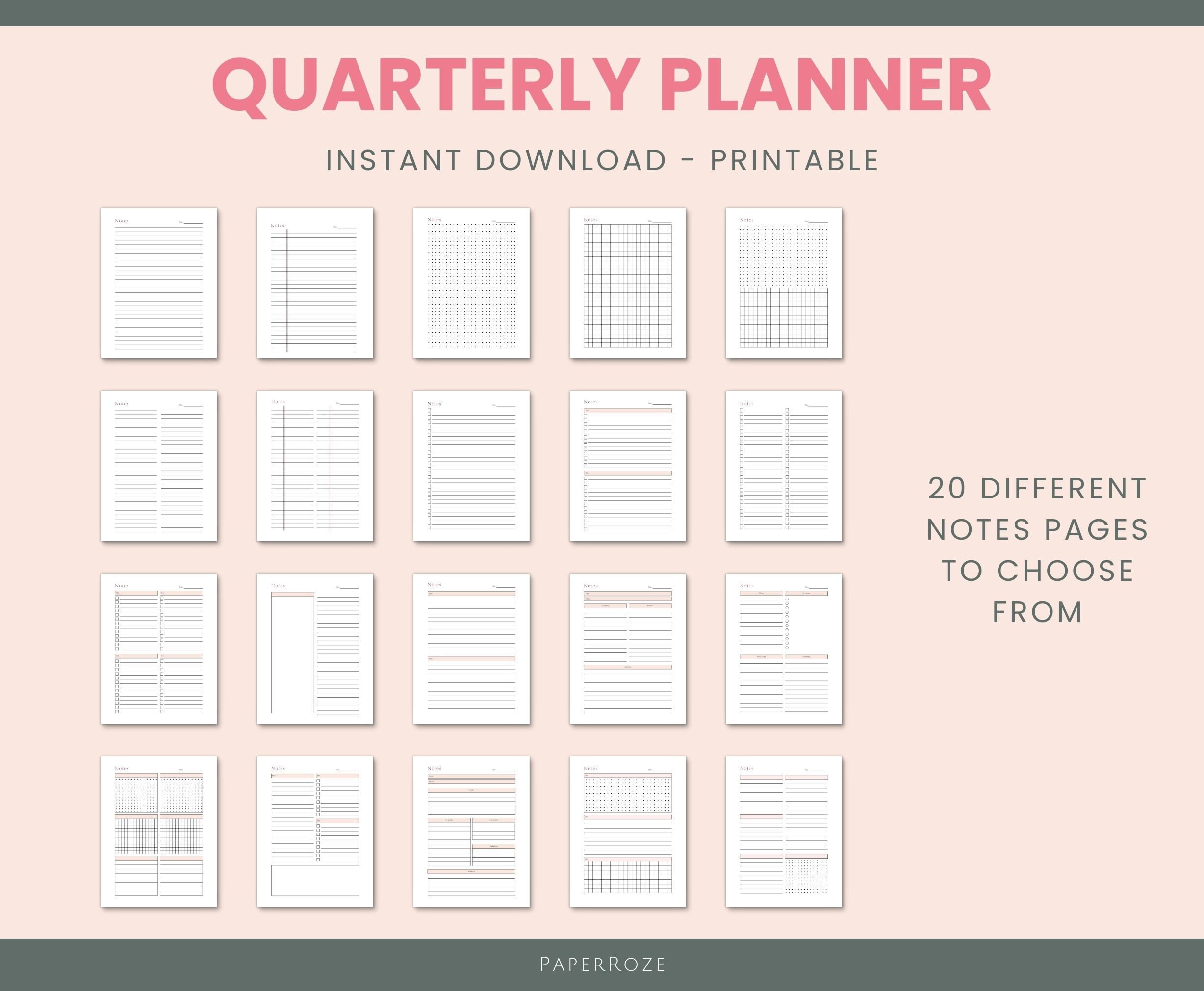 Quarterly Goal Planner Printable Goal Planner Digital Goal - Etsy