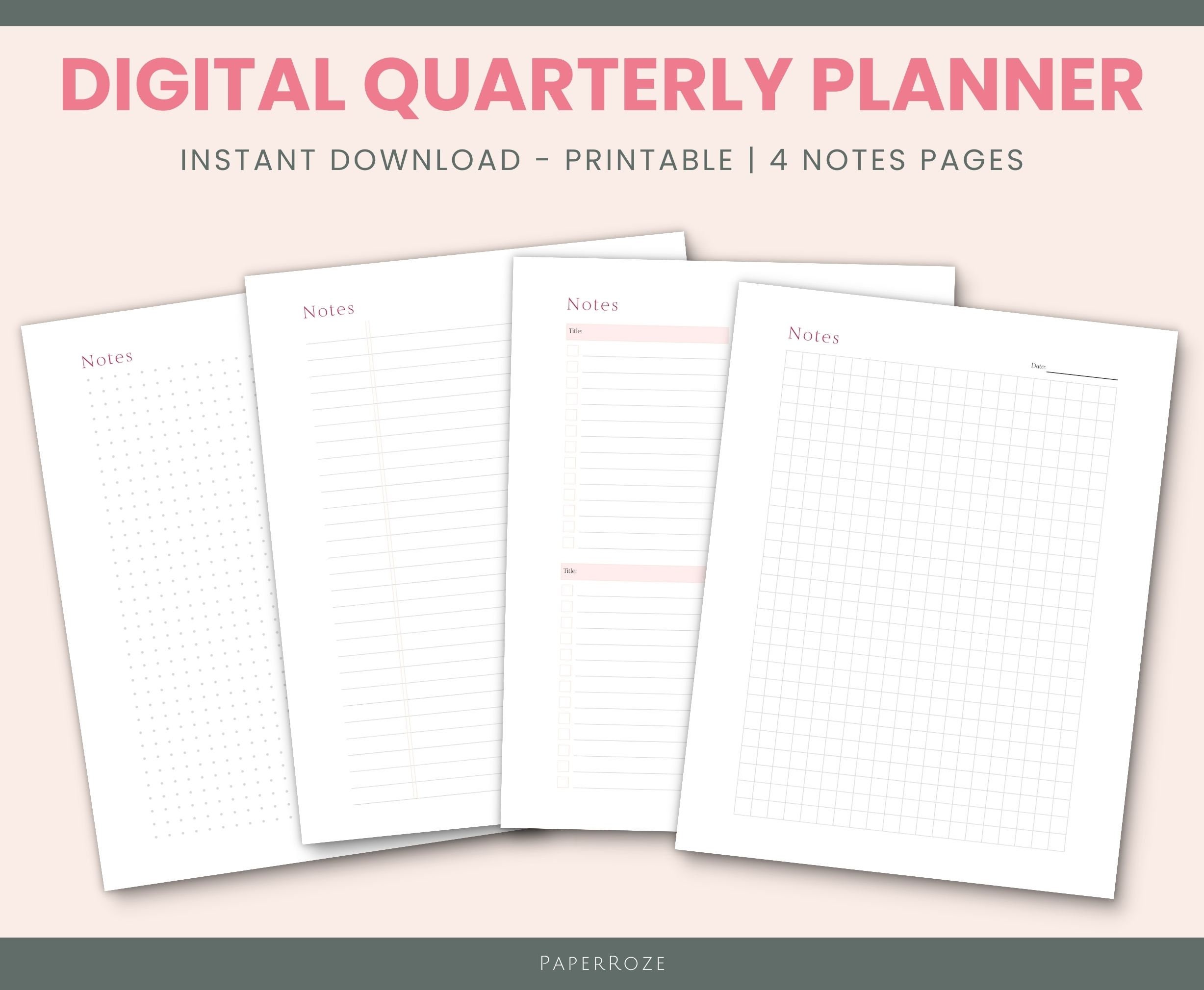 2024 Quarterly Goal Planner | Printable Weekly Planner, Digital Goal ...