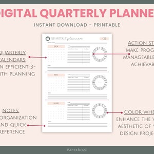 2024 Quarterly Goal Planner | Printable Weekly Planner, Digital Goal ...
